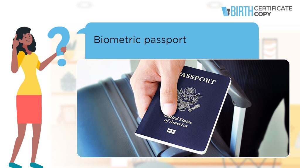 Woman asking the meaning of biometric passport